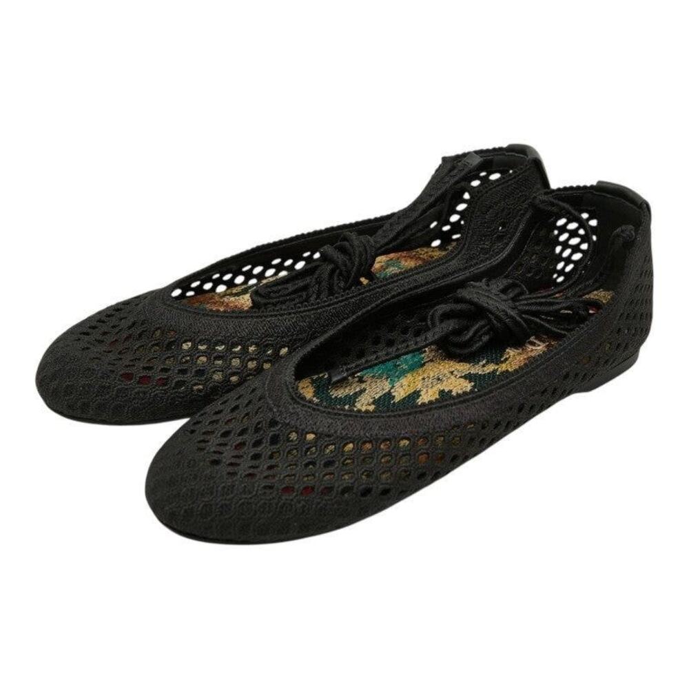 Dior CD Logo Bee Mesh Fabric Ballet Flats Black